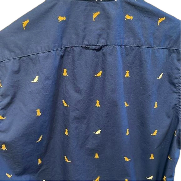 Denim & Flowers dog navy SS button shirt with contrasting cuff and buttons - Picture 2 of 9